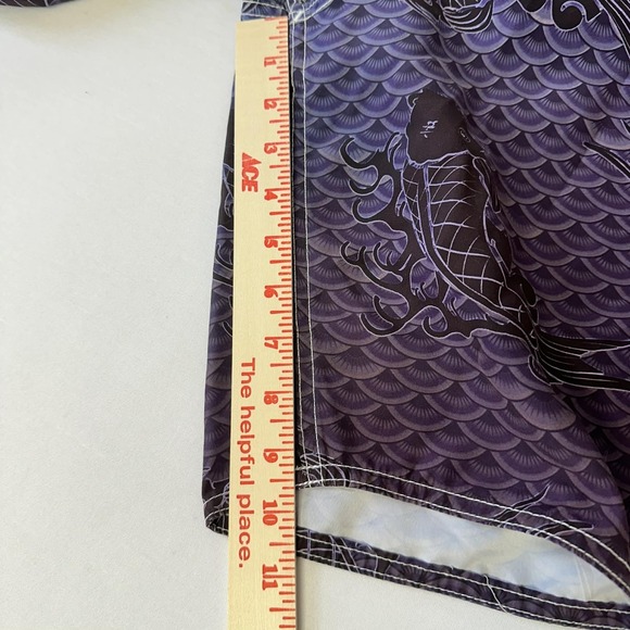 No Fear Board Shorts Mens Size 38 Tie Pockets Unlined Purple Fish scale EUC - Picture 9 of 9